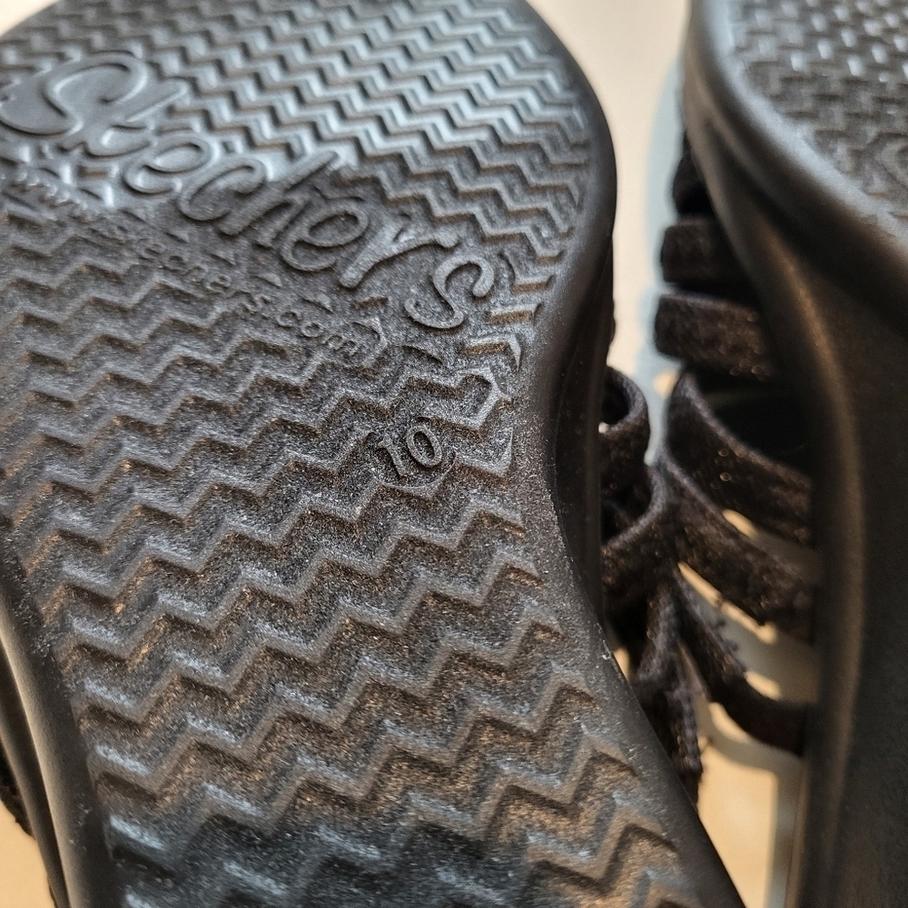 Skechers Cali Womens Rumblers Hot Shot Wedge Sandal black bejeweled size 10 NWOB - Picture 8 of 10